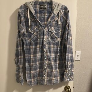 BKEBlue and Gray Casual Button Down Shirt
